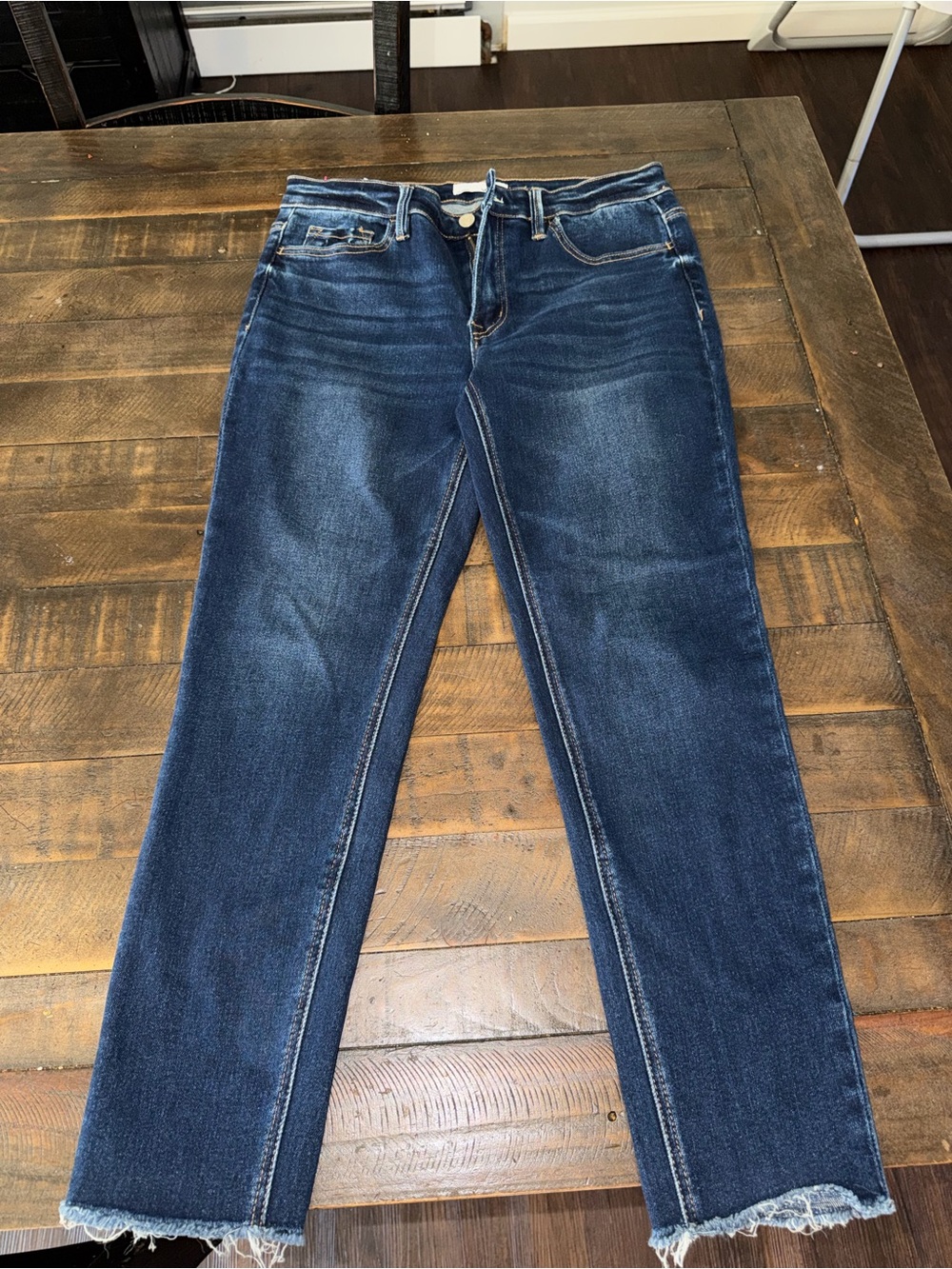 VERVET BY FLYING MONKEY Dark Blue Cropped Slim Straight Jeans